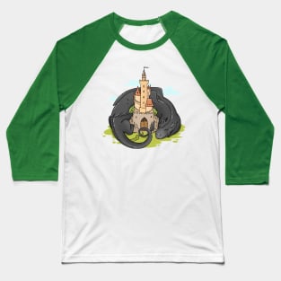 dragon laying near castle illustration Baseball T-Shirt